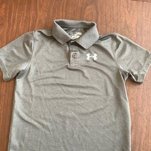 Boys Under Armor Performance Polo in heather gray, size medium.